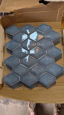 Brookline Diamond Coastal Blue 3x4 Glossy Ceramic Mosaic Tile - 4 pcs