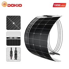 DOKIO 4x100w(400w) 18V Mono Flexible Solar Panel waterproof for Boat Cabin Van 