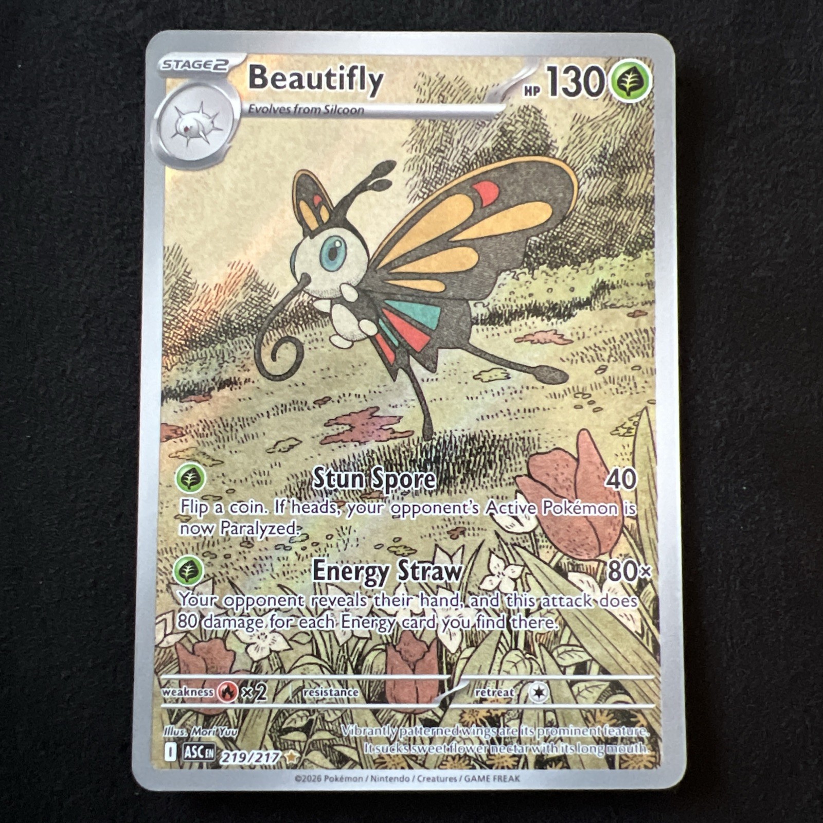 Pokemon Beautifly 219/217 Ascended Heroes Illustration Rare IR Holo TCG Card