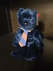 Vintage Rare Retired 2001 TY Beanie Baby Pops Patriotic Bear Flag Tie Blue