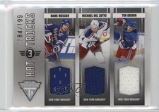 2011-12 Titanium Hat Tricks Memorabilia Mark Messier Michael Del Zotto HOF 1t2y