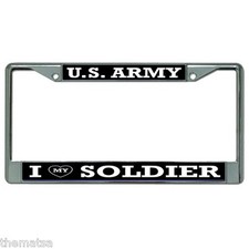 ARMY I HEART MY SOLDIER CHROME LICENSE PLATE FRAME MADE IN USA