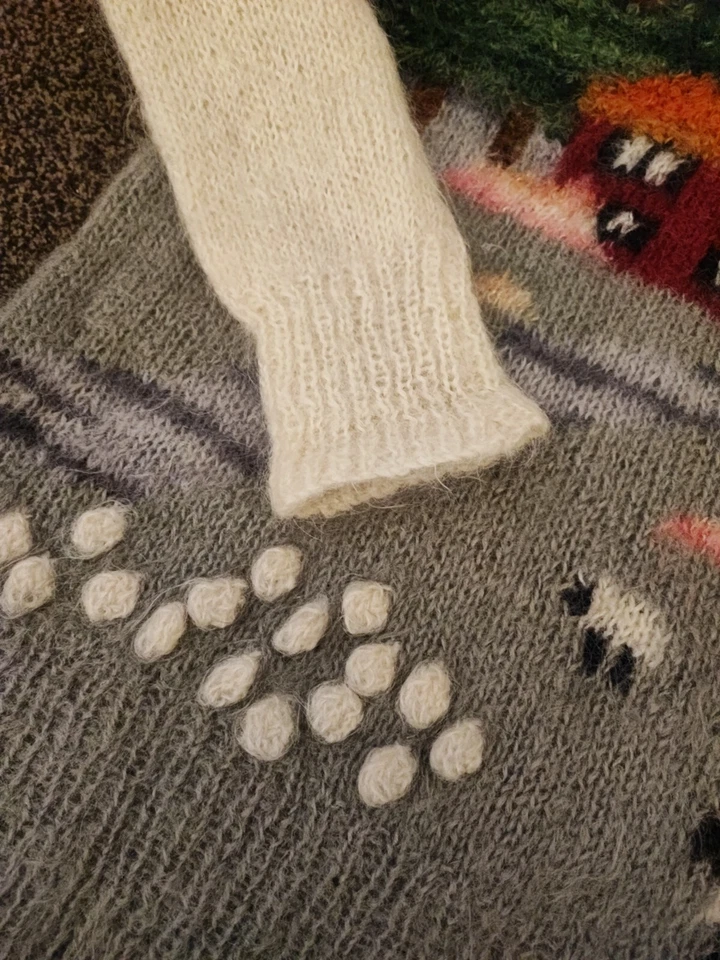 Suéter De Colección Susie Lee Mohair Tejido a Mano Para Mujer Mediano Años 80 Pastoral Oveja Casa de Campo Foto 3 de 4