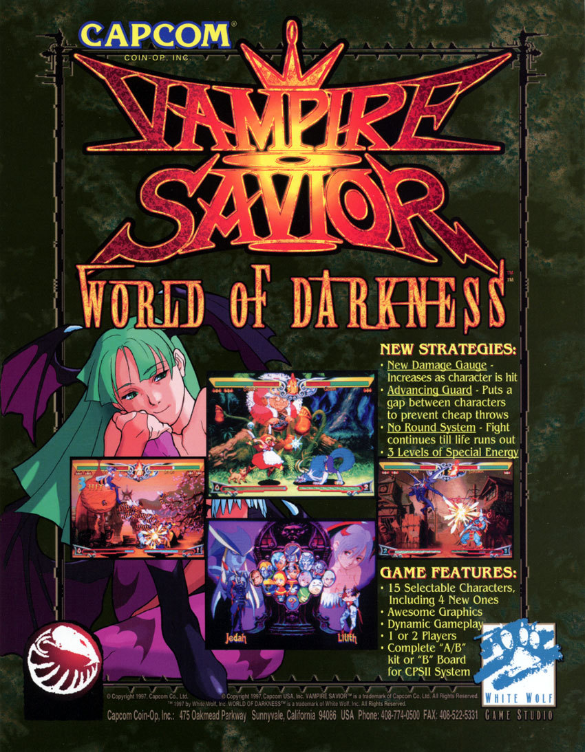 Vampire Savior World Of Darkness Arcade FLYER Original NOS Video