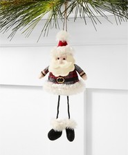 Macy's Holiday Lane Christmas Cheer Fabric Santa Christmas Ornament