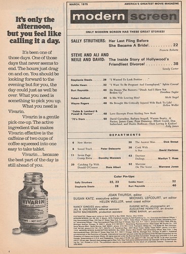 Modern Screen Mar 1975 ROBERT REDFORD-SALLY STRUTHERS-GOLDIE HAWN-BURT REYNOLDS - Picture 2 of 2