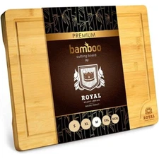 Royal Craft Wood Bamboo Cutting Board for Kitchen with Juice Groove