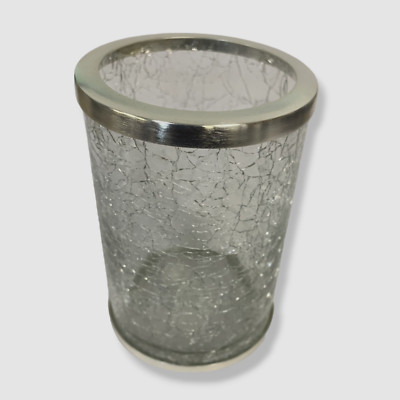 $34 Pigeon & Poodle Pomaria Silver Brushed Glass Decorative ToothBrush Holder