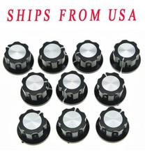 10x Guitar Mini Effect Pedal Knobs 6mm Black w/ Silver Cap Knob fits Boss Pedals