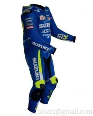 SUZUKI ECSTAR Combinaison de Moto en Cuir Hommes Moto en Cuir Veste Pantalon CE - Photo 1/4