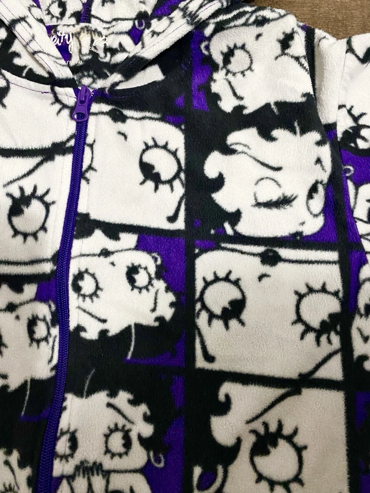 BETTY BOOP Women’s Black/Purple Hoodie Pajama Size L. - Image 3 of 4