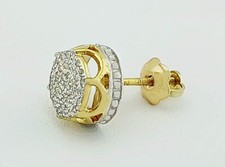GENUINE WHITE DIAMOND Single EARRING 10K YELLOW GOLD - NWT - Screw Back