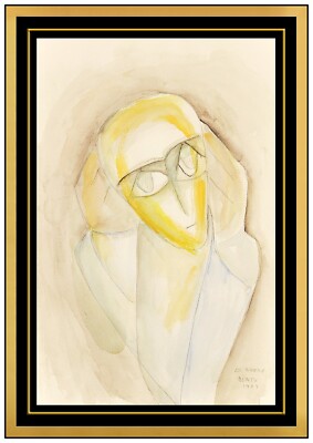 Beatrice Wood Original Watercolor Painting Signed Portrait Figure