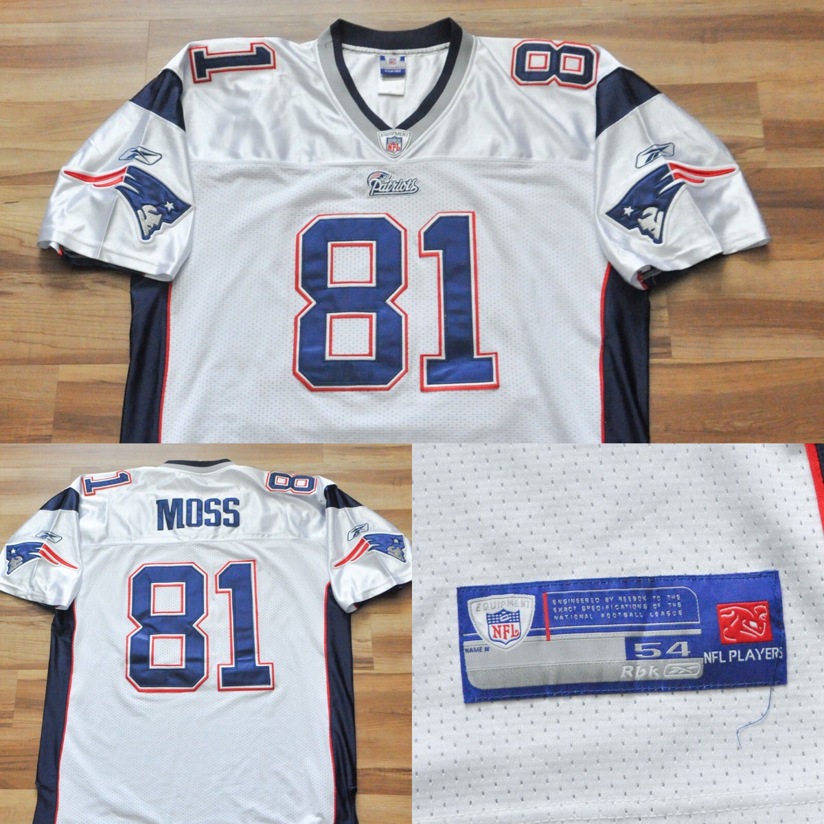 Randy Moss New England Patriots Reebok Jersey Sewn NFL Men 54 2XL *READ*