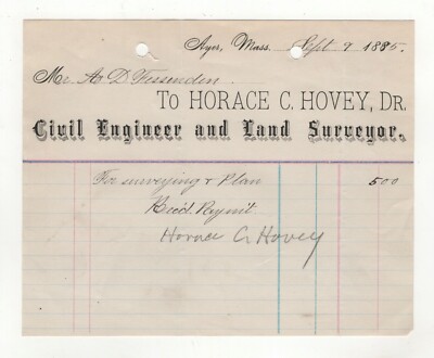 1895 HORACE C HOVEY DR CIVIL ENGINEER LAND SURVEYOR AYER MA