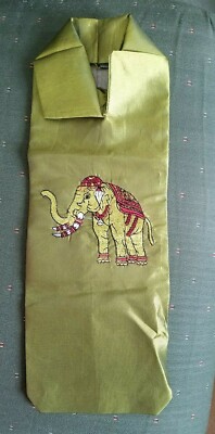 Elephant Embroidery Embroidered Wine Bag Beautiful Green Exotic Silk Fabric? 