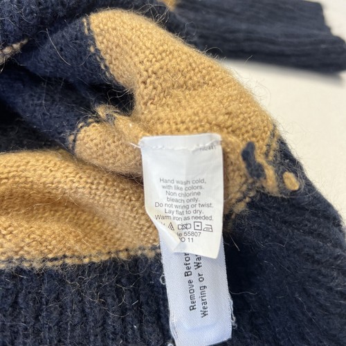 J. Crew Women’s Sweater Striped Acrylic Wool Mohair Nylon Sleeve Blue Tan Medium - Picture 4 of 11