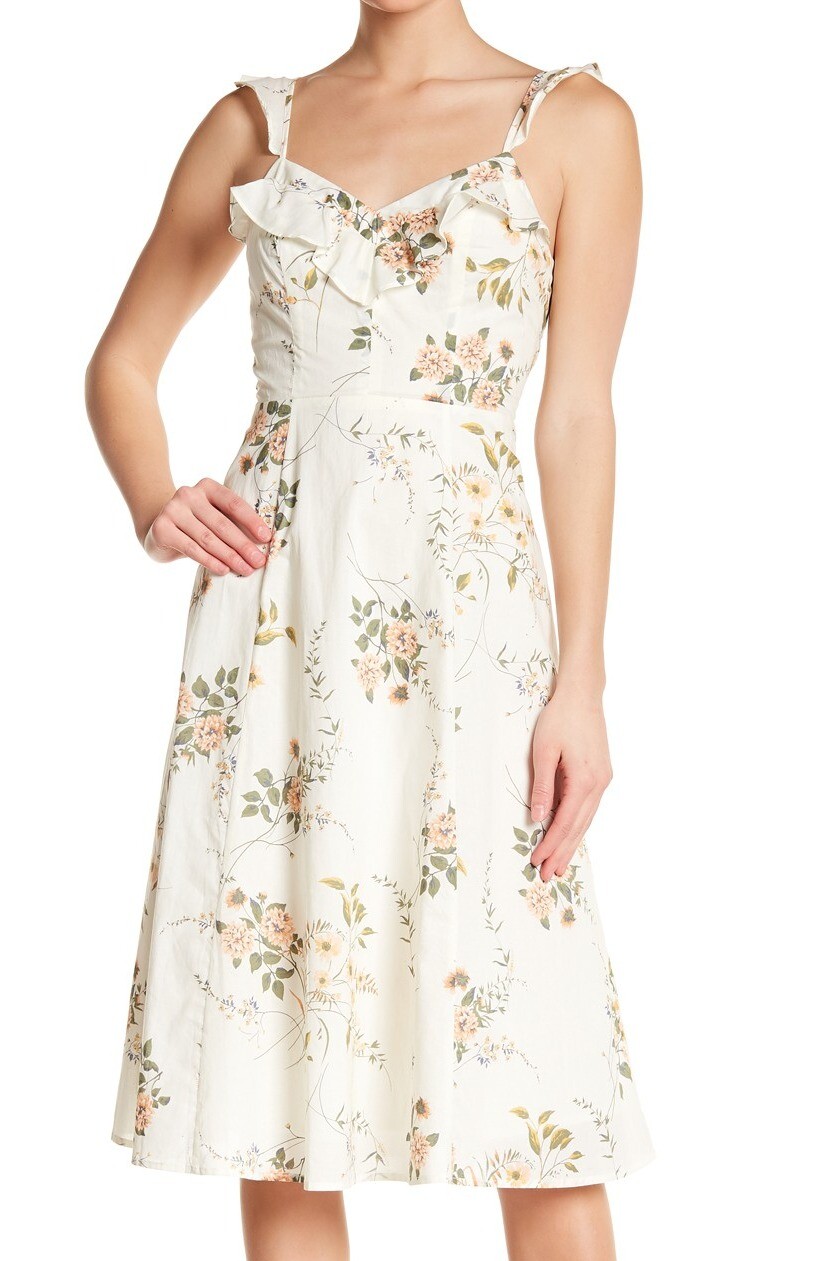 June & Hudson Ivory Printed Floral Women XL A-Line Ruffle Dress - June & Hudson Ivory Printed Floral Women XL A-Line Ruffle Dress -