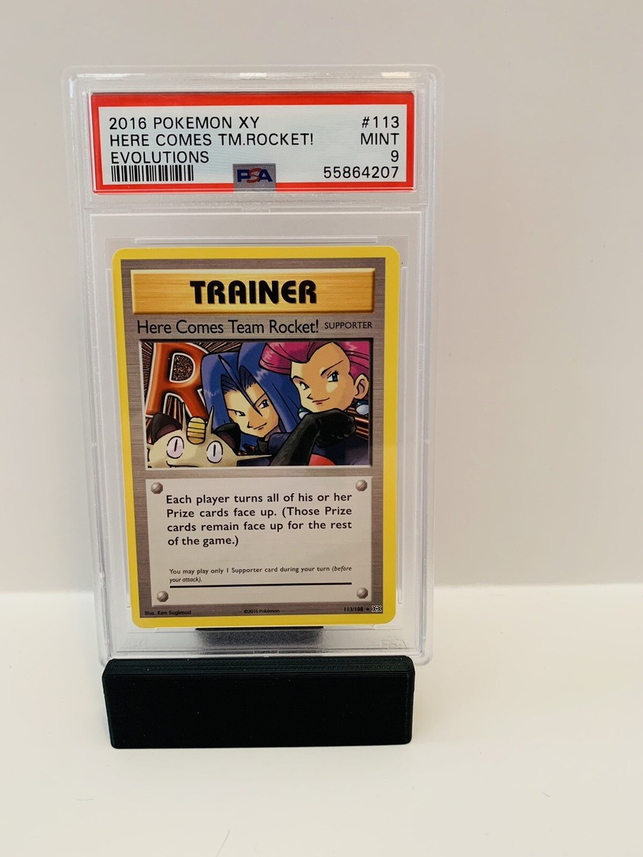 PSA 9 MINT 2016 POKEMON XY HERE COMES TM. ROCKET! EVOLUTIONS | eBay