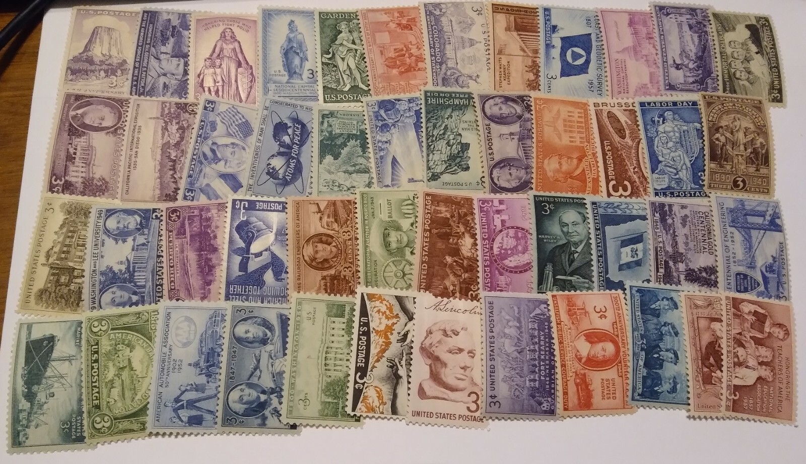 US MINT Postage Stamps collection lot 100+ old unused stamps, all