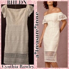 New $450 Cynthia Rowley X BHLDN MAVIS 10 / M Ivory Lace Formal Midi Bridal Dress