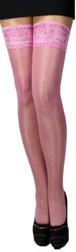 Halterlose Strümpfe Spitzenband breite Spitze Farben mit Lycra Gr S-XXL Naht EU - Bild 16 von 53