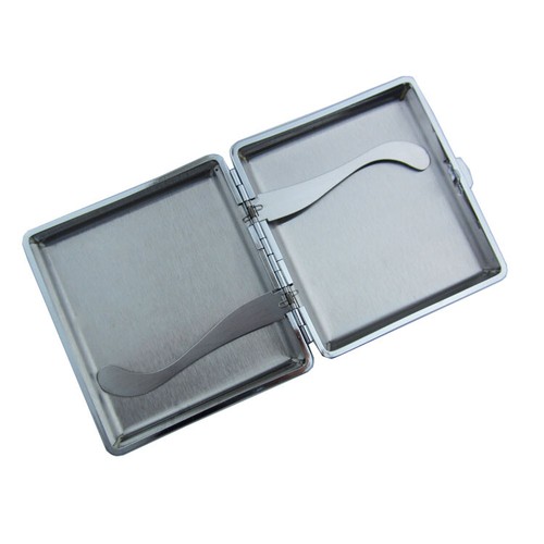 2pc Set Stainless Steel Cigarette Case Hold 20pc Regular Size 84s - BLUE + BLACK - Picture 6 of 8