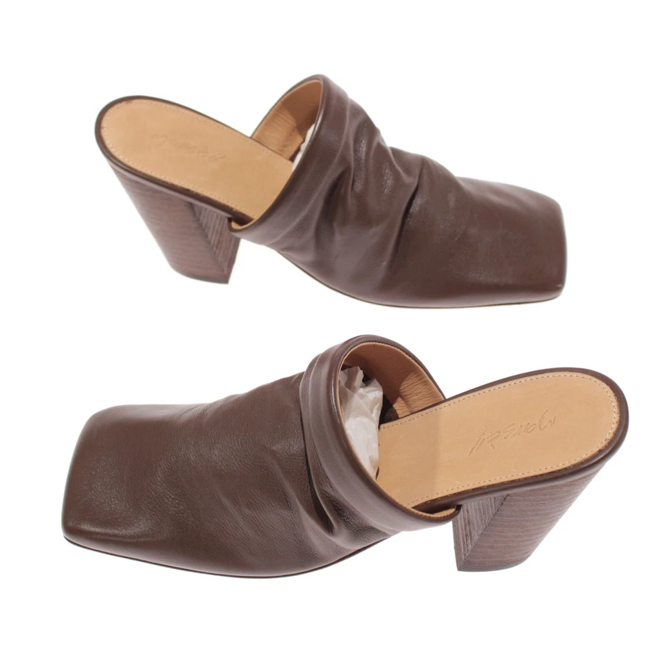 Tacones Marsell NWB punta cuadrada talla 37 7 EE. UU. en marrón liso Foto 4 de 4
