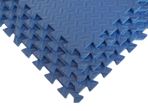 DIAMOND PLATE FITNESS MATS: BLUE Interlocking EVA Foam Floor 20-100 Sq Ft