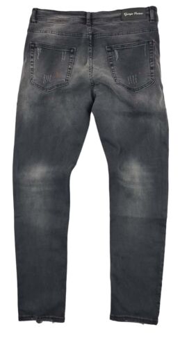 Georgio Peviani Herren Urban Designer Distressed Wash Rockstar Denim schwarz Jeans - Bild 2 von 2
