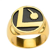 DC Legion Of Superheroes Logo Stainless Steel Ring Gold