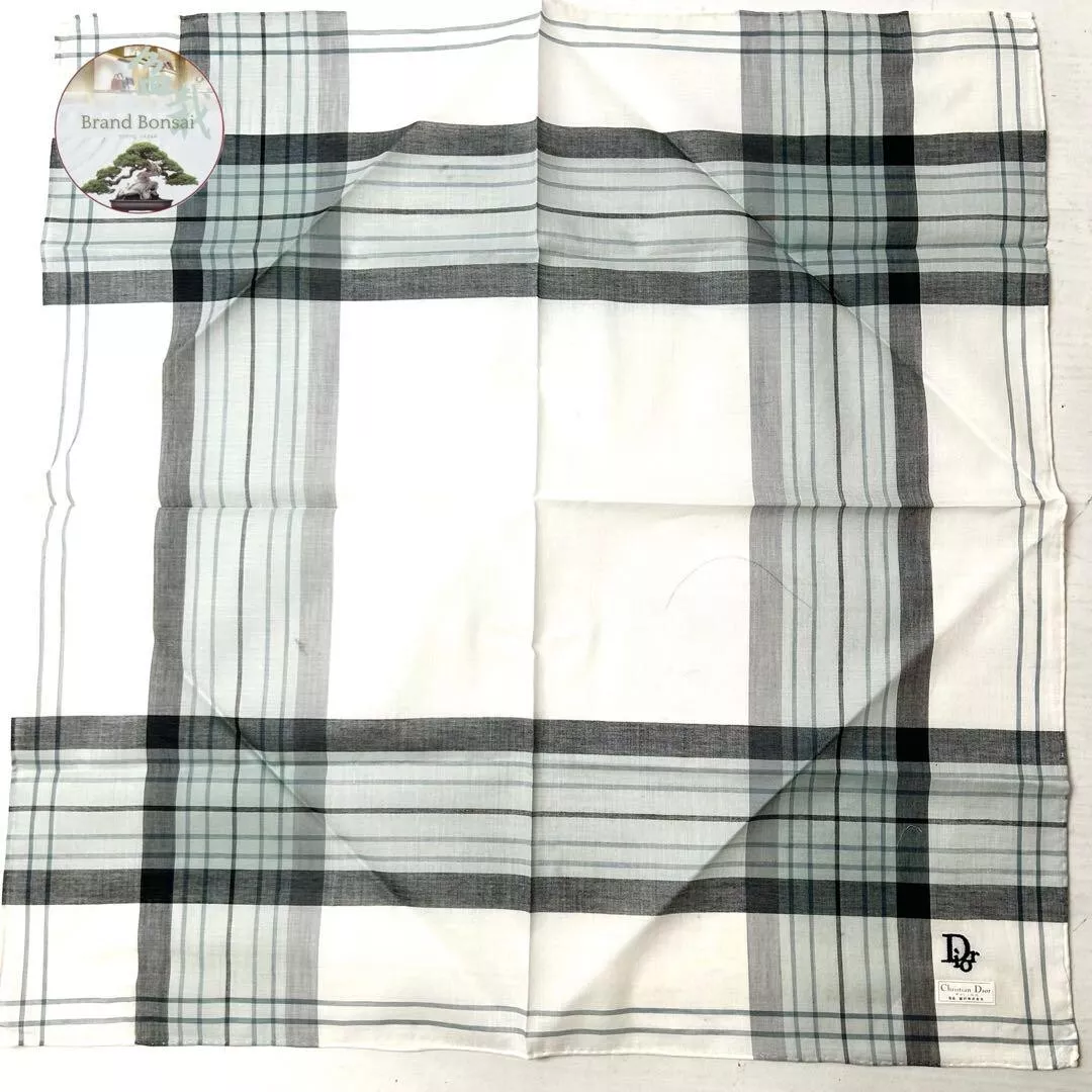 Foulard Dior 100% coton, 45 cm, carreaux bleus