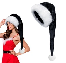 Long Christmas Santa Hat for Adults Unisex Xmas Velvet Plush Christmas Hat USA