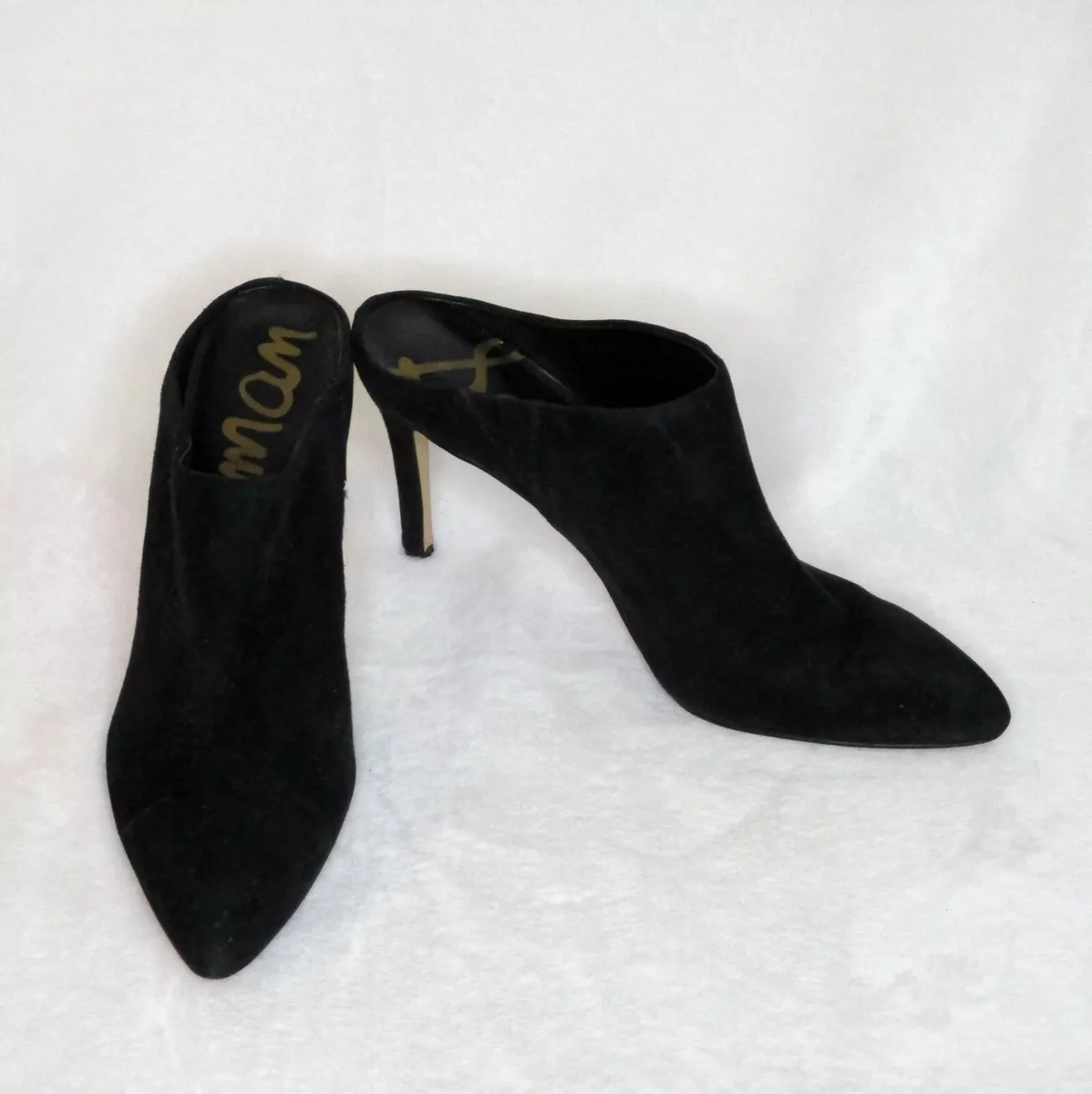 Sam Edelman Oran High Slide Mule Mules Black Suede Heels size 6.5