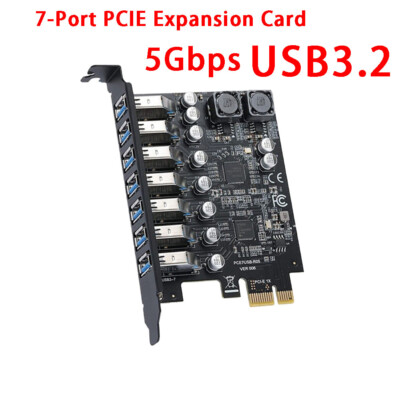 1X 7-Port PCIE Expansion Card PCIE To USB3.2 Expansion Card 5Gbps GEN1 for PC