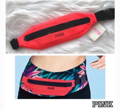 VICTORIA'S SECRET PINK HOT BRIGHT MESH SPORT FANNY PACK BAG CLIP ZIP TOP POUCH