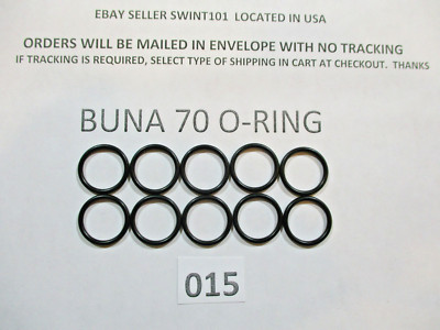 015 O-ring. 9/16'' ID x 11/16'' OD x 1/16'' thick. Buna-70.  Quan 10.