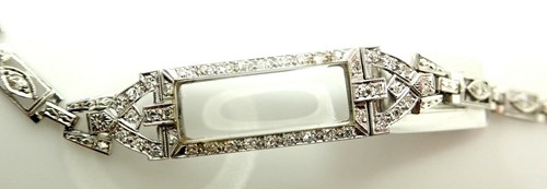 Vintage Platinum and Diamond Elgin Ladies Watch Filigree Art Deco Swiss movement - Afbeelding 7 van 11