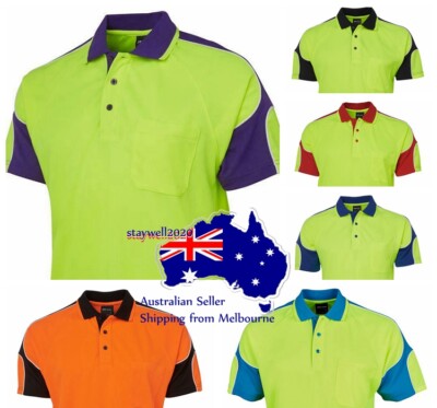JBS HI VIS Work Panel Polo ARM PANEL 6AP4S,SAFETY WORKWEAR,SHORT SLEEVE