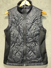Eddie Bauer Women's Vest Medium Navy Quilted Puffer Down Full Zip Casual Travel