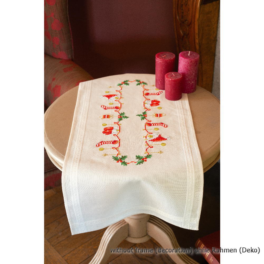 Vervaco tablerunner stitch embroidery kit Christmas , stamped, diy