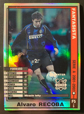 2001-02 Panini WCCF Fantasista F5 Alvaro Recoba Inter Milan scheda rifrattore