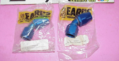 2 New Earls 45° Reusable Hose Ends #304611 Blue -10 AN Aluminum Fittings #200