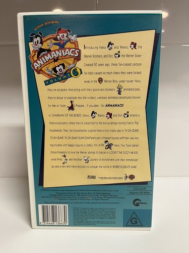 Animaniacs Volume 6 VHS Video Cassette 1996 PAL Sealed! - Picture 3 of 5