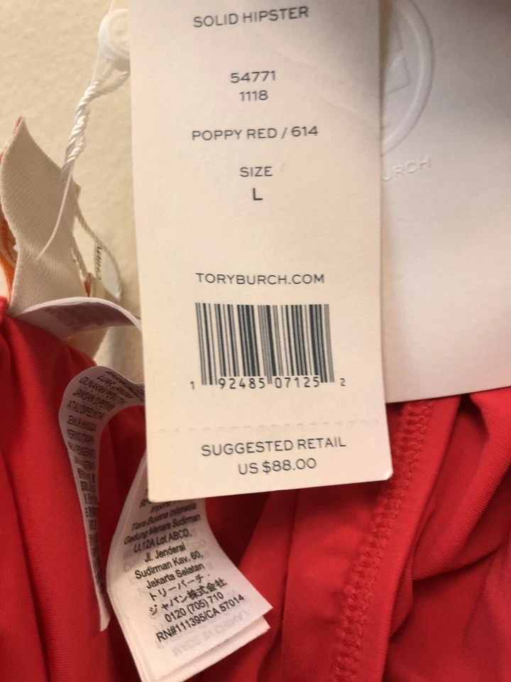 Parte inferior de bikini Tory Burch para mujer roja hipster lisa talla grande Foto 3 de 3