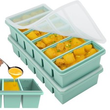 1/2 Cup Silicone Freezer Molds with Lid, Soup Container Style Ice Cube Trays ...