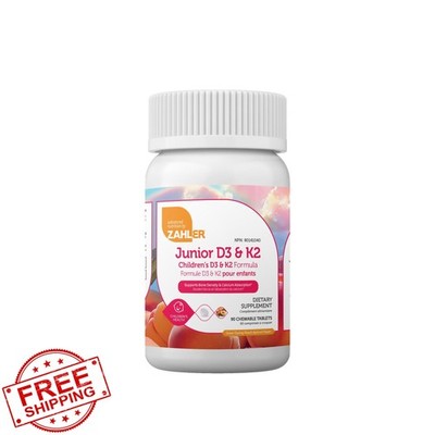 Zahler Junior Vitamin D3 K2 Chewables, 2000 IU, Bones, Teeth, 90 Count