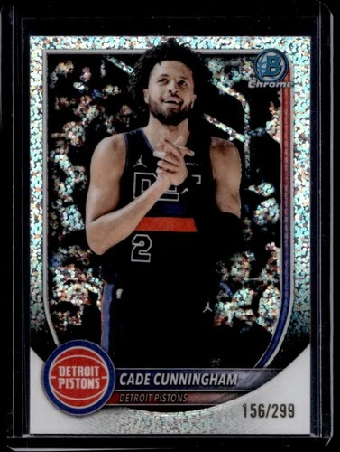 2025-26 Bowman Cade Cunningham Chrome Speckle Refractor #/299 Pistons