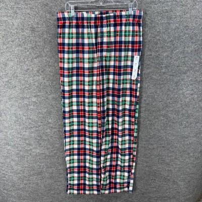 New Unbranded Pajama Pants Men M Medium Blue Plaid Elastic Waist Sleepwear