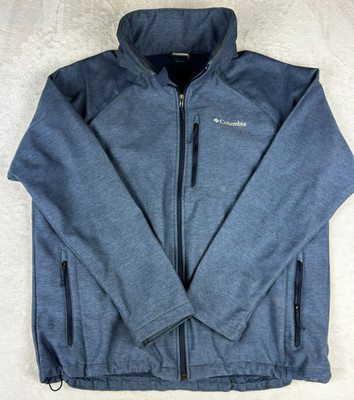 Columbia Cascade Ridge II Softshell Jacket Mens XXL Fleece Full Zip Coat Blue